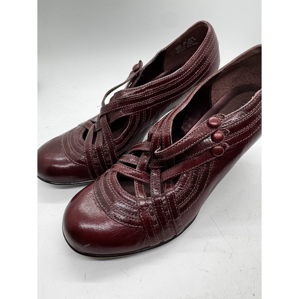 Indigo Clarks Women's Retro Heels Size 8 Burgundy Leather Rockabilly Swing SB21